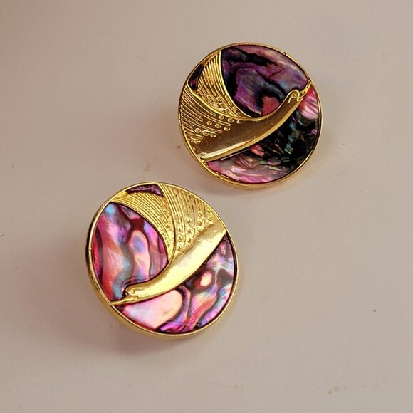 Signed Duri Mother of Pearl and Goldtone Geese in Flight - Picture 11 of 11